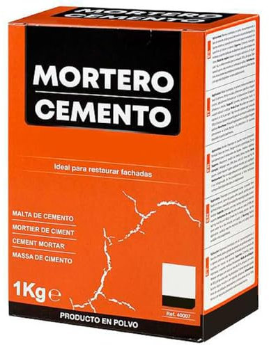 Tradineur - Mortero cemento en polvo, restauración de superficies, reparación de suelos, muros, uso interior y exterior, albañilería, fabricado en España - 1 kg
