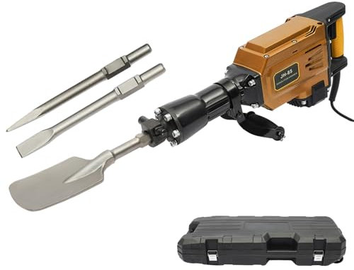 Levkitch Electric Heavy Duty Jack Hammer with 3 Drill bits,220V 1700W Concrete Breaker Pneumatic Drill Garden Tree Digger with Scraping Chisel and Point Chisel