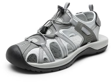 DREAM PAIRS Estivi Sandali da Uomo Sportivo Spiaggia Antiscivolo Scarpe da Trekking Chiuse,Size 44,Grigio Chiaro,DMUMST2505