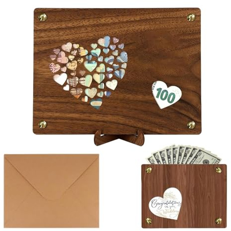 Tarjetero de boda para dinero, con diseño de corazón, juego de tarjetas de boda decorativas, 20 x 15 cm, tarjeta de felicitación de boda para parejas