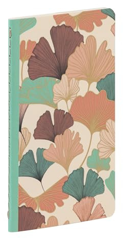Clairefontaine - 116250C - Mini Notebook Floral/Ginkgo Leaves Beige 7.5x12cm 48 Pages Paper Ivory 90g - Collection Gaïa Beige - 4 visuals, Random delivery