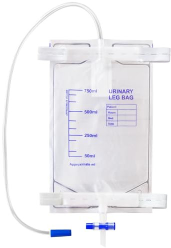 Xiaozhifu 10 Stück Beinbeutel Urindrainagebeutel Mit Ventil, Anti-Reflux-Ventil, Stoffbänder, Einfacher Flip-Drain für Anti-Reflux-Drainagebeutel (750ML 5PCS)