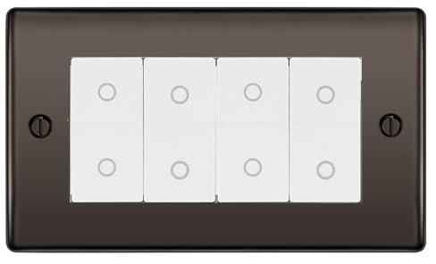 BG Nexus Black Nickel Quad Master Touch Dimmer Switch White Inserts NBNTDM4W