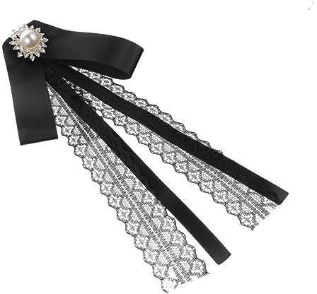 Healvian Schwarze Fliege Mit Brosche Für Damen Und Eleganter Krawattenaufsatz Für Hochzeiten Und Festliche Anlässe Geeignet Für Kragenlose Hemden Und Stehkragen