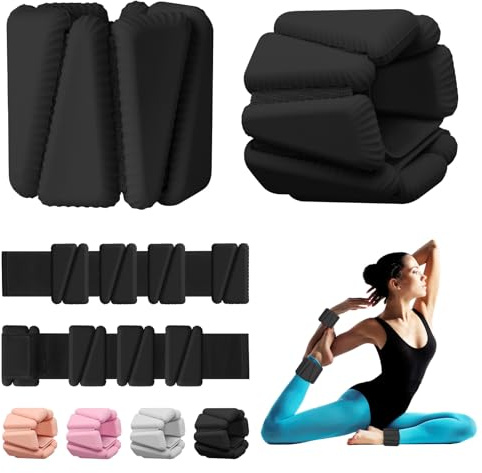 Wrist Weights, Adjustable Wrist Ankle Weights for Women, Wearable Arm & Leg Weights Set of 2(1 lb Each), Weighted Bangles for Walking, Yoga, Dance, Barre, Gym (Black)