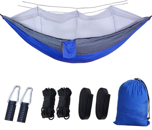 TOTIKI Hammock Grand Hamac De Camping 260x140 Cm avec Moustiquaire, Hamacs Suspendus Légers en Parachute pour 2 Personnes Hamac Exterieur
