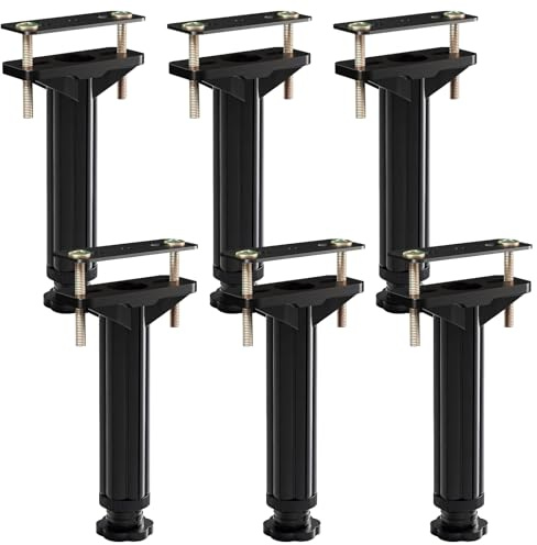Deskium 6 PCS Bed Frame Support Legs, Adjustable 7.5 to 12.6 in Under Bed Support Beam, Bed Center Slat, Support Leg for Furniture