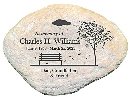 GiftsForYouNow Engraved Empty Bench Personalized Memorial Garden Stone, 11.5 x 8.25 x 2.5 Inches - Weather Resistant Resin, Memorial Gift for Loss of Loved One