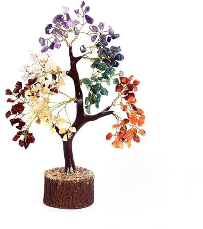 Wonder Care Seven Chakra Natural Healing Reiki Crystal Bonsai Lucky Money Tree for Happiness, Wealth and Prosperity Feng Shui Home Office Decor Spiritual Gift