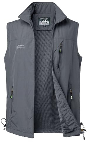KTWOLEN Gilet à Séchage Rapide pour Hommes Gilet de Pêche Respirant Gilets de Photographie Chasse Léger Veste sans Manche Gilets de Randonnée