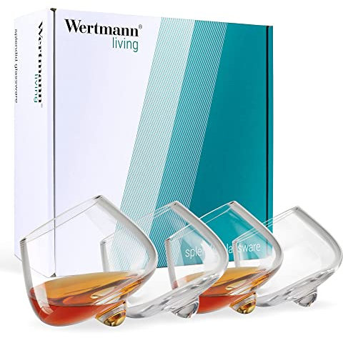 Wertmann-living Juego de 4 Copas para Coñac/Whisky - Forma especial con efecto perfecto