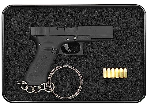 Zhongren G-17 Tactical Mini Pistola Llavero 1: 3 Metal 6 Bullets Pistola Keyring Pistola Key Chain con piezas móviles Gun Model Collection Colgante Bolsa Charm para Ejército Fan Men Gift