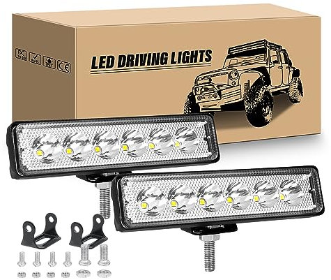 RIGIDON 2 Pcs LED Arbeitsscheinwerfer Bar, 6 Zoll 15 cm 18W Mini LED Scheinwerfer 12V 24V Rückfahrscheinwerfer Auto Offroad Beleuchtung für SUV ATV Traktor LKW 4x4, 6000K Weiß Nebelscheinwerfer
