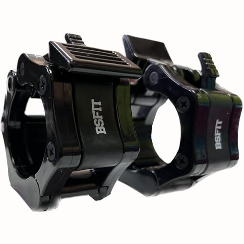 BSFIT Abrazaderas Olímpicas 50mm, Cierres Barra 50mm y Pesas con Tope Rápido y Seguro, Pinzas para Barra Olímpica, Cierres Barra Halterofilia, agarraderas para Barra de Pesas y Pinzas Barra z