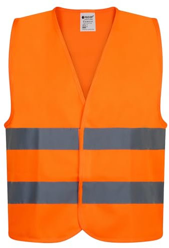 PROOF COMFORT & SAFETY Gilet De Sécurité Orange Gilet De Voiture Haute Visibilité Avec Bandes Réfléchissantes Pour Adultes Conducteurs Travailleurs Constructeurs 1 Pièce Taille XXL