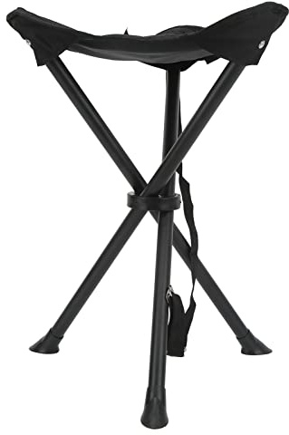 HELEVIA Klappbarer Stativhocker, 200 kg Tragkraft, rutschfest, gute Stabilität, tragbar, faltbarer Stuhl für Outdoor, Angeln, Camping, Picknicks (schwarz)