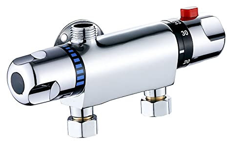 Zjyufy Mezclador termostático de ducha, válvula de ducha, grifo mezclador de ducha montado en la pared, antiquemaduras, válvula de control de temperatura de agua fría caliente