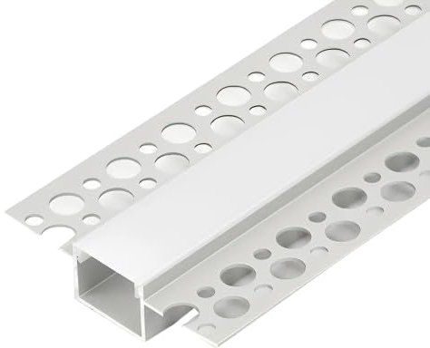 VoltShine Perfil aluminio 2m – 57.2mm x 14.5mm, acabado opal. Diseñado para estructuras y acabados en obras.