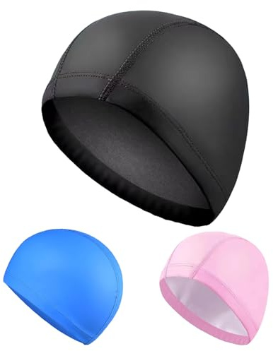 2 Pack High Performance Swim Caps Ultra Stretchable & Non-Slip Swimming Hats for Men and Women Waterproof Design for Long/Short Hair Ideal for Pool Beach Competitive Swimming (Black)