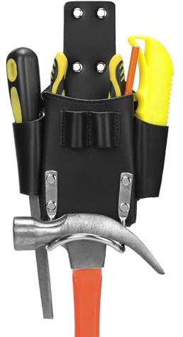 quipuda Werkzeuggürtel Werkzeugtasche für Gürtel, Echtes Leder Werkzeug Gürteltasche, Werkzeugtasche mit Hammerhalter für Tischler, Gärtner, Rahmenbauer, Dachdecker, Handwerker (Schwarz)