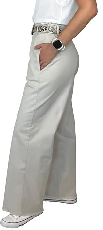 Ballandoro Pantaloni Eleganti Donna Palazzo Vita Alta Larghi - per Completo Cerimonia Cotone Curvy, Pantalone Tailleur Made in Italy Autunno (IT, Testo, XXL, Regular, Regular, Beige Sabbia)