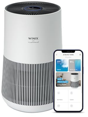 WINIX Purificateur d'Air T500 Connecté WiFi App Alexa, 50m² CADR 250m³/h, Chambre Bureau, HEPA & Charbon Actif, Élimine 99,97% Allergies Pollen PM2.5, Contrôle à Distance Compact