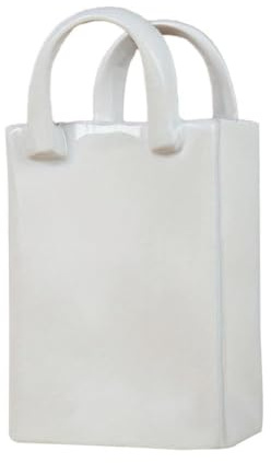 JISADER Handbag Shaped Decorative Vase Nordic Modern White Flower Vase Table Decoration for Women Home Office Kitchen, Multi, 7.2cmx5cmx13.9cm