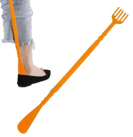 Rascador de espalda largo,Rascador de espalda de mano - Garra rascadora de ergonómica | Calzador con mango largo, cuernos con inserciones para botas para facilitar su uso, selección de calzado