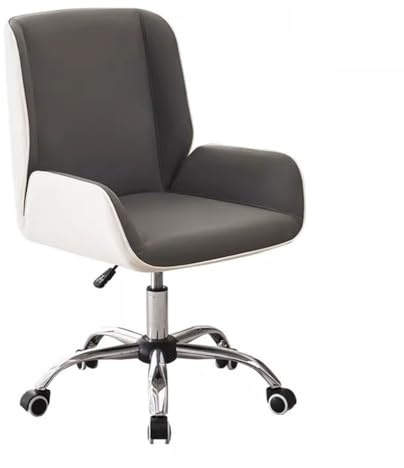 Justerbar skrivbordsstol Ergonomiskt ryggstöd Hemdatorstol Läder Vadderade fåtöljer med svängbara hjul, Besöksstolar for konferensrum(Dark grey A)