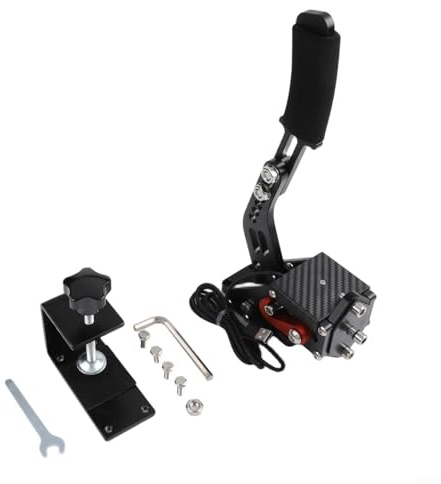 MKTOLHUS USB Racing Handbroms med Hall-sensor, justerbar spänning aluminium E-broms för PC Sim Racing Games, kompatibel med G27 G29 G920 T300 T500 (svart)