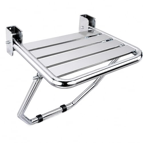 Mediclinics Asiento de Ducha Abatible para Personas Mayores y Movilidad Reducida | Asiento Plegable para Baño Adaptado en Acero Inoxidable | AM0251 (Acero Inoxidable Satinado)