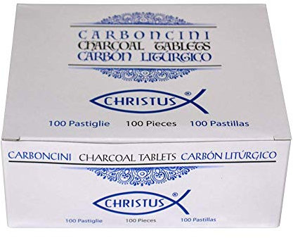 Christus - Carbones de 40 mm para incienso - Carboncillos para granos, resinas y hojas - Encendido rápido | 100 unidades