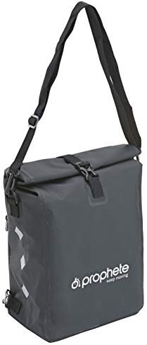 Prophete Fahrradtasche, Seitenpacktasche, wasserdichte Seitenpacktasche mit Rucksackfunktion, reflektierende Elemente, inklusive Tragegurt, schwarz, 2-in-1 Fahrradtasche