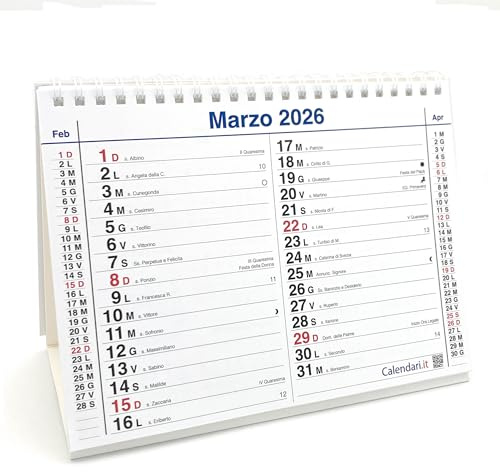Calendario 2026 da tavolo olandese santi e lune cm 20x15 per ufficio casa e lavoro (30 FACCIATE)