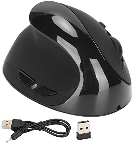 ciciglow Ratón para Zurdos, Inalámbrico 2.4G USB Ratón Vertical Ergonómico para Mano Izquierda Ratón Recargable dpi de 3 Niveles para Windows 2000, XP, Vista, CE, Win 7, Win10, Linux, Android(Negro)