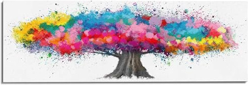 REINDERS Wandbild, Bunter Baum, Home Office, Bilder, Wanddeko, Room Decor, MDF, Mehrfarbig, 52 x 156