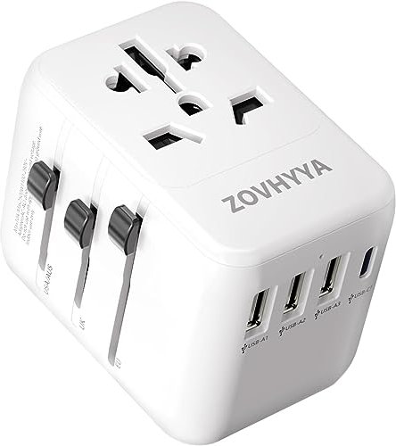 ZOVHYYA Adaptateur de Voyage 100V 250V Adaptateur Prise Universelle 2500W avec 3 USB A et 1 USB C Type C Adaptateur International Portable 47x53x71mm Adaptateur Universel Prises UK US AU Chine Japon