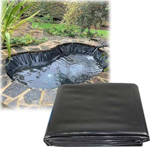 MISKYN Teichfolie,Gartenteich Teichplane,Große Fischteichfolie,Schwarze Folie Garten,Teichfolie 3X3m,Baufolie Extra Stark,Für Fischteiche,Brunnen,Wassergarten Und Wasserfall,6 * 6m