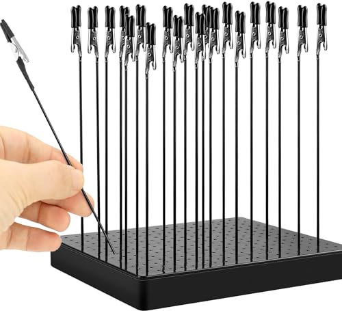 Model Painting Tool mit Großen Standfuß und 20 Stück Krokodilklemmen, Modellbau Farbe Ständer, Malerei Werkzeuge Lackierständer für Gundam Hobby Modellteilhalter