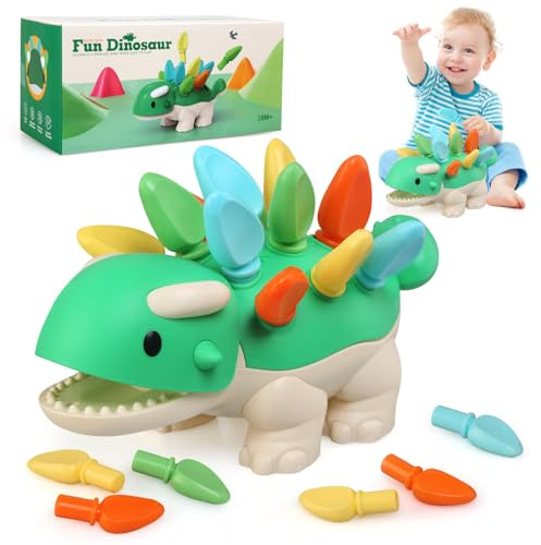 TonStyle Dinosaurios Juguetes Montessori 18 Meses, Dinosaurio Juegos Motricidad Fina 2 3 Años, Juguetes de Habilidades Motoras Bebe, Conteo y Clasificación de Colores Juegos Educativos Regalo