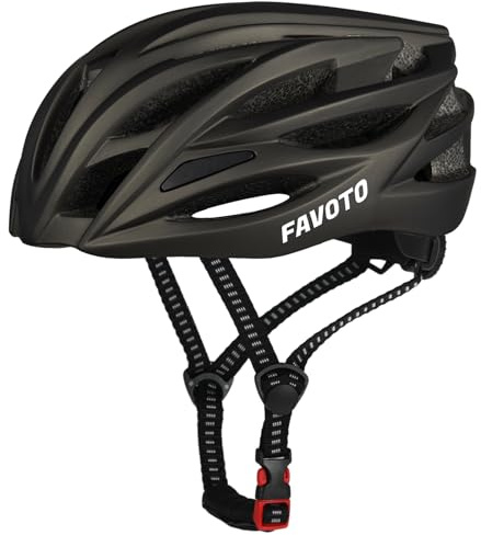 Favoto Casco de Bicicleta Ajustable, Casco de Ciclismo con Forro para Hombre Mujer Adultos, Casco de MTB Carretera Montaña Certificado CE TUV Titanio M (55-58cm)