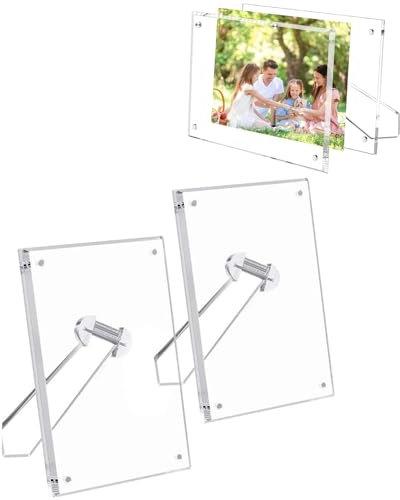 Jlnmmn 2 Pezzi Cornice per Foto in Acrilico Trasparente, Cornici Magnetic, Cornice Acrilica Foto, Cornici Magnetiche in Acrilico, per Famiglia Amici Ufficio Compleanno Natale, 10.2 x 15.2 cm