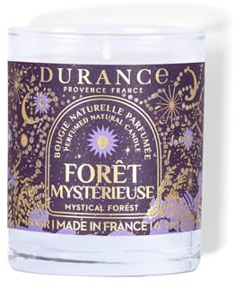 Bougie parfumée en cire naturelle Durance, 180 g, parfum Forêt mystique, contenant en verre, 7,5 cm