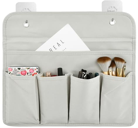 Organizador Colgante con 5 Bolsillos con 5 Bolsillos y 2 Ganchos, Almacenamiento Colgante de Tela Oxford, Organizador de Pared Gris, Almacenamiento para Colgar para Dormitorio Cocina Baño y Armarios