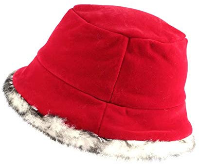 Nyls Création - Sombrero con campana roja con piel de Lola para mujer rojo Talla única