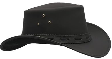 WALKER AND HAWKES - Cappello Impermeabile in Pelle Bovina Outback - Nero - M (58cm)