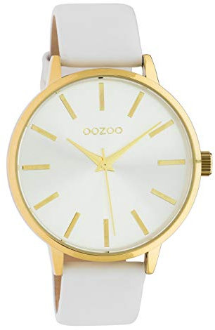 Oozoo Damenuhr mit Lederband 42 MM Goldfarben/Weiß C10611