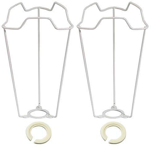 2 Pack - 7 White Metal Vintage Shade Carrier to Support Table & Floor Lampshade with Duplex Fitting | Reducing Ring Included | Fits All Types of Lampholders | ES SES BC SBC