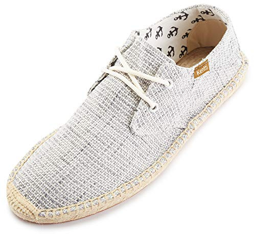 Kentti Uomo Scarpe Lacci Tela Casual Slip On Flat Espadrille Grigio 44 EU