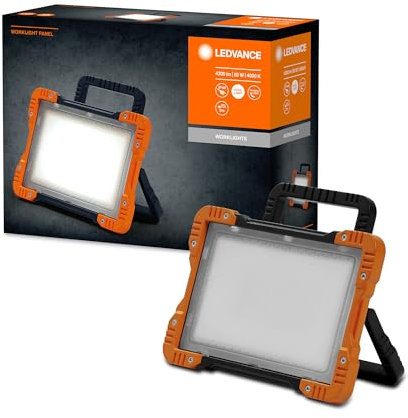LEDVANCE LED Worklight Panel – schwenkbare Arbeitsleuchte mit LED Strahler für Innen, Baustrahler 50 W, 4500 Lumen, 25.000 Std. Lebensdauer , inklusive 2m Stromkabel und AC-Netzanschluss
